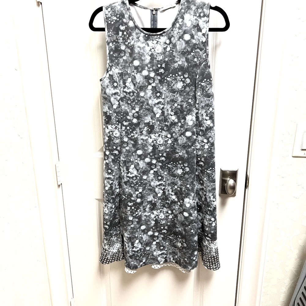 T Tahari A line watercolor print dress